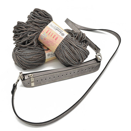 Picture of Kit Zipper Full 25 cm, Vintage Silver with 400gr Dalia Cord Yarn, Gray-Olive 610