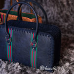 Picture of Kit Travel Tote Bag, Handibrand, Vintage Blue, Green Stripe & 500gr Catenella Cord Yarn, Blue
