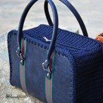 Picture of Kit Travel Tote Bag, Handibrand, Vintage Blue, Green Stripe & 500gr Catenella Cord Yarn, Blue