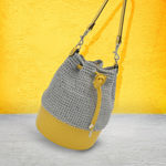 Picture of Kit Round Basket Crochet Bag, Yellow with 500gr Catenella Cord Yarn, Coral Fiesta