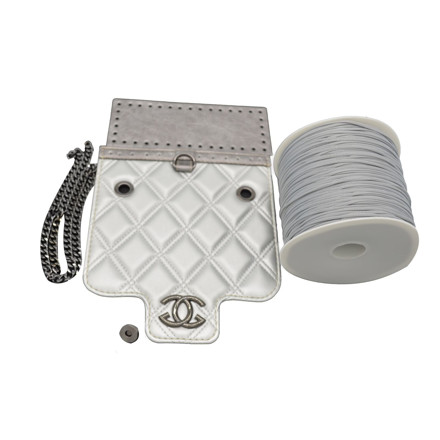 Picture of Kit Quilted Silver Bag with 500gr Catenella Cord Yarn, Light Gray