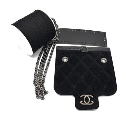 Picture of Kit Quilted Black Velvet Chanel with 500gr Catenella Cord Yarn, Black
