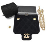 Picture of Kit Quilted Black Velvet Chanel with 300gr Silky Prada Cord Yarn, Black Glitter