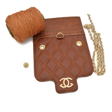 Picture of Kit Quilted Tabac Chanel with 300gr Silky Prada Cord Yarn, Tabac Glitter
