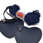 Picture of Kit Heart Handbag with Crossbody Strap, Blue with 200gr Hearts Cord Yarn, Blue