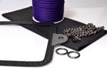Picture of Kit Leather Frame, Gray with Big Catenella Purple Cord Yarn