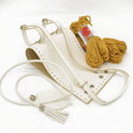 Εικόνα της Κιτ Πλάτης Erato, Vintage Λευκό με Φουντίτσες και Μεταλλικά Αξεσουάρ με Νήμα Heart 400γρ, Μπεζ Χρυσό