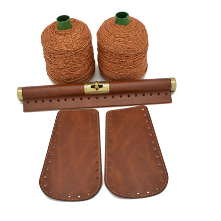 Picture of Kit Wooden Rod Elegant 30cm with Side Panels, Tabac with 600gr Prada Cord Yarn, Tabac Gold