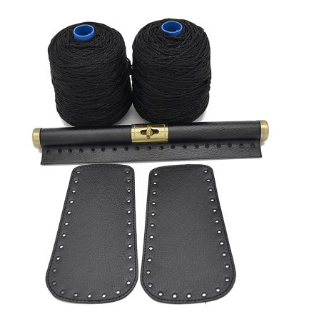 Picture of Kit Wooden Rod Elegant 30cm with Side Panels, Black with 600gr Prada Cord Yarn, Iridescent Black