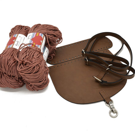 Picture of Kit Backpack, Espresso Coffee with 800gr Handibrand's Hearts Cord Yarn, Ripe Apple