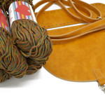 Picture of Kit Backpack, Vintage Mustard with 800gr Handibrand's Hearts Cord Yarn, Bright Tabac-828