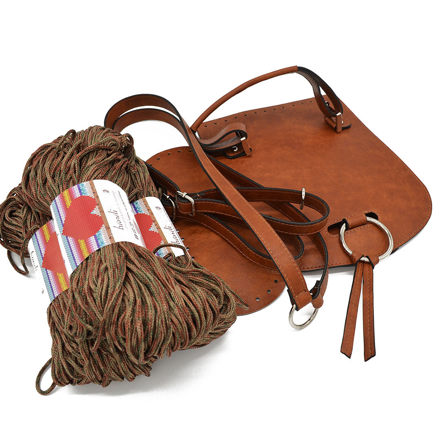 Picture of Kit Chloe Backpack, Vintage Tabac with 600gr Hearts Cord Yarn, Multicolor Military-827