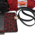 Picture of Kit Mellia Bag Cover, 23cm Bordeaux Giraffe Print with 120cm Strap and 400gr Hearts Cord Yarn