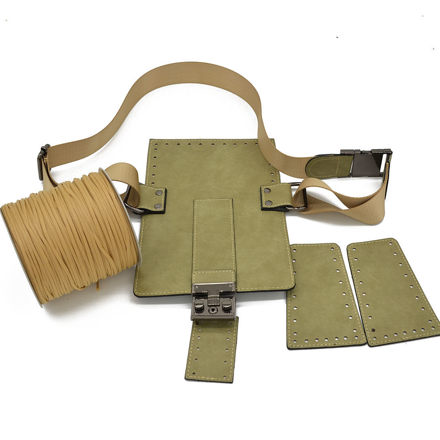 Picture of Kit Waist Bag Fever, Vintage Khaki with Side Panels and Adjustable Strap & 300gr Tripolino Cord Yarn, Beige