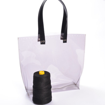 Picture of Kit Clear Bag Base with Handle, 25x40cm, Black with 350gr Fibra Cord Yarn in Black