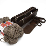 Picture of Junie Set, Upper Frame with Handle, Two Cases with Side Zipper & Base, Wood Brown with 600gr Handibrand's Basic Cord Yarn, Beige Brown