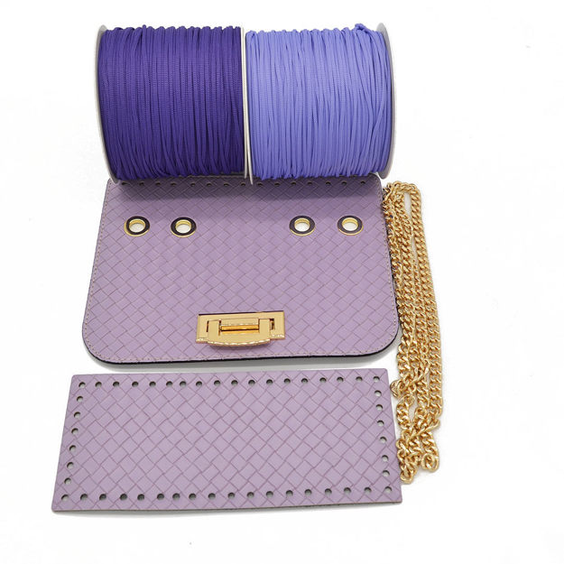 Picture of Kit Glamour Cover 25cm Braided Lilac with Metal Accessories and Catenella Cord Yarn. Choose Your Yarn Color!