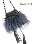 Picture of Kit Pearl Feather Pouch Bag with Tripolino Cord Yarn and Metal Pearl Chain. Choose Your Color!