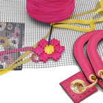 Picture of Kit Flower Embroidery on Plastic Canvas with Diory Handles. Choose Your Color!