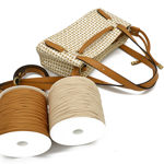 Picture of Kit GLORIA Wicker Bag with Two Handles and Two Draw Cords with Stopper, Ecru Straw with 500gr Catenella Cord Yarn. Choose Your Yarn Color!