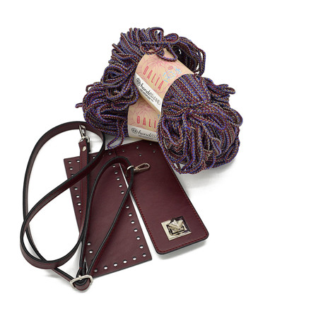 Picture of Kit Irilena Bag with Bordeaux Leather Accessories and 400gr Dalia Cord, Mauve (606)