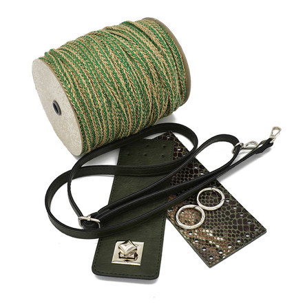Picture of Kit Irilena Bag with Jute Green Candy Cord Yarn and Vintage Green Eco-Leather Accessories