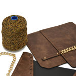 Picture of Kit Cadena Wood Brown Cap/Side Panel Set with 300gr Silky Prada Cord Yarn, Gold-Black