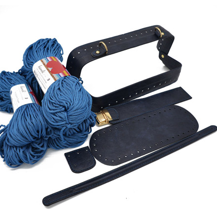 Picture of Kit Doctor with Base Plate, Vintage Blue with 600gr Hearts Cord Yarn, Denim Blue 216