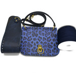 Picture of Kit TIFFANY Cover with Handle, Perimetrical Base, Adjustable Strap, Royal Blue Leopard Print & 500gr Catenella Cord Yarn, Blue