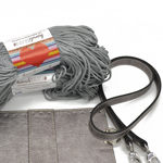 Picture of Kit MELLIA Bag Cover, 23cm Vintage Silver with 120cm Strap and 400gr Hearts Cord Yarn, Gray