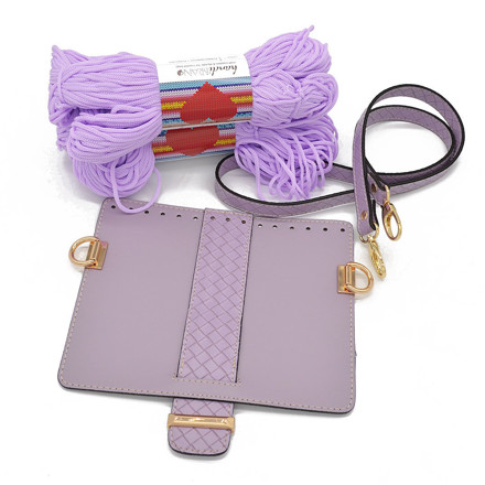 Picture of Kit MELLIA Bag Cover, 23cm Venetta Lilac with 120cm Strap and 400gr Hearts Cord Yarn, Lilac