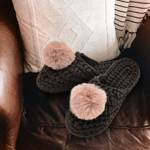 Picture of Handibrand Crochet Pom Pom Slippers Kit No.3, Monochrome. Choose Your Colors!