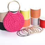 Picture of Kit Crochet Bubble Stitch Round Bag with Metal Handles. Choose Your Color!