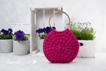 Picture of Kit Crochet Bubble Stitch Round Bag with Metal Handles. Choose Your Color!