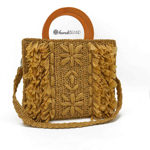 Picture of Kit Wood Raffia Bag with 18cm-Round Wooden Handles. Choose Your Colors!