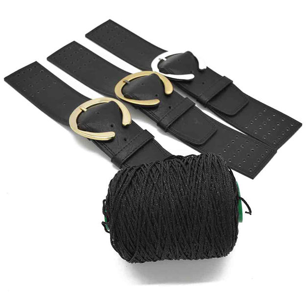 Picture of Kit Belty Belt Band with Holes and Metal Buckle, Vintage Black with 300gr Silky Prada Cord Yarn, Black