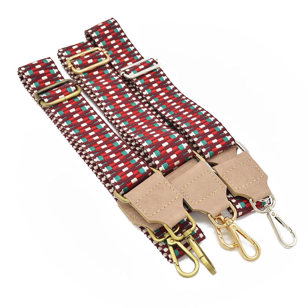 STRAP/B-1395/40/7 - Woven Red-Turquoise/ Vintage Cigar