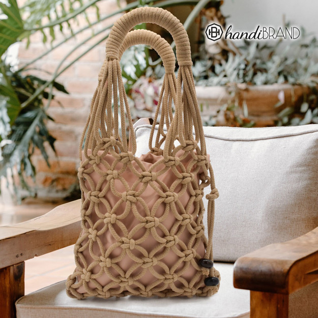 Picture of Kit Bobby Macrame Bag with Lining. Choose Your Color.