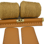Picture of Kit Wooden Rod Elegant 30cm, Veneta Camel with 600gr Silky Cord Yarn, Cigar