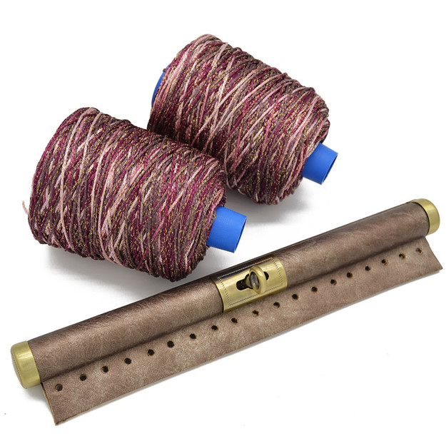 Picture of Kit Wooden Rod Elegant 30cm, Bronze with 600gr Silky Cord Yarn, Multicolor Ripe Apple