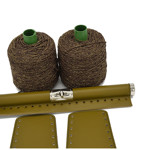 Picture of Kit Wooden Rod Elegant 30cm with Side Panels, Veneta Olive Green with 600gr Prada Cord Yarn, Brown Gold