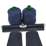 Picture of Kit Wooden Rod Elegant 30cm with Side Panels, Vintage Blue with 600gr Prada Cord Yarn, Blue Silver