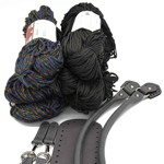 Picture of Kit Charms Bag, Gray Leather Accessories with 600gr Hearts Cord Yarn. Choose Your Cord Yarn Color!
