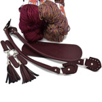 Picture of Kit Charms Bag, Bordeaux Leather Accessories with 600gr Hearts Cord Yarn. Choose Your Cord Yarn Color!