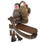 Picture of Kit Charms Bag, Espresso Coffee Leather Accessories with 600gr Hearts Cord Yarn. Choose Your Cord Yarn Color!
