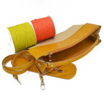 Picture of Kit Junie Frame with Wrist Handle, Two Cases with Zipper 35cm,  Vintage Mustard with 500gr Catenella Cord Yarn. Choose Your Cord Yarn Color!