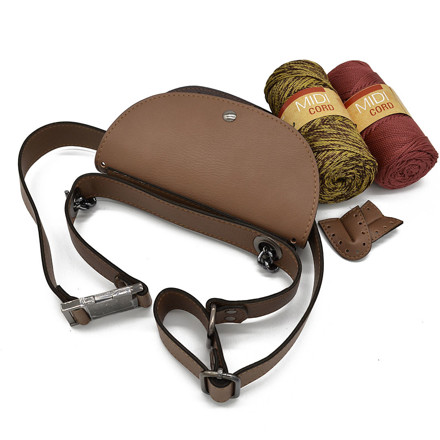 Picture of Kit Waist Bag Country, Coffee Espresso with Adjustable Belt and 200gr Fibra Cord Yarn.