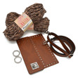 Εικόνα της Κιτ Bag Irilena, Νήμα Dalia Ταμπά, με Δερμάτινα Αξεσουάρ Καφέ Ταμπά