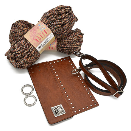 Picture of Kit Irilena Bag, Tabac Dalia Cord Yarn with Brown Tabac Eco-Leather Accessories
