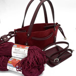 Picture of Kit Suede GLORIA with Two Handles and Two Draw Cords with Stopper, Bordeaux with 600gr Heart Bordeaux